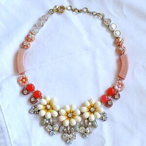 J. Crew Chunky Flower Rhinestone Bold Statement Necklace